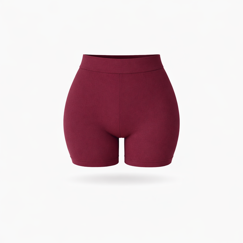 Shorts Vita Alta Bordeaux Curvy per Taglie Forti | Leela Lab