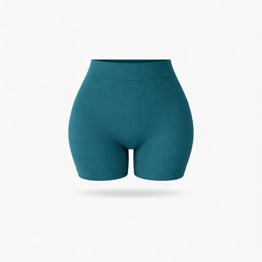 Shorts Vita Alta Verde Petrolio Curvy per Taglie Forti | Leela Lab