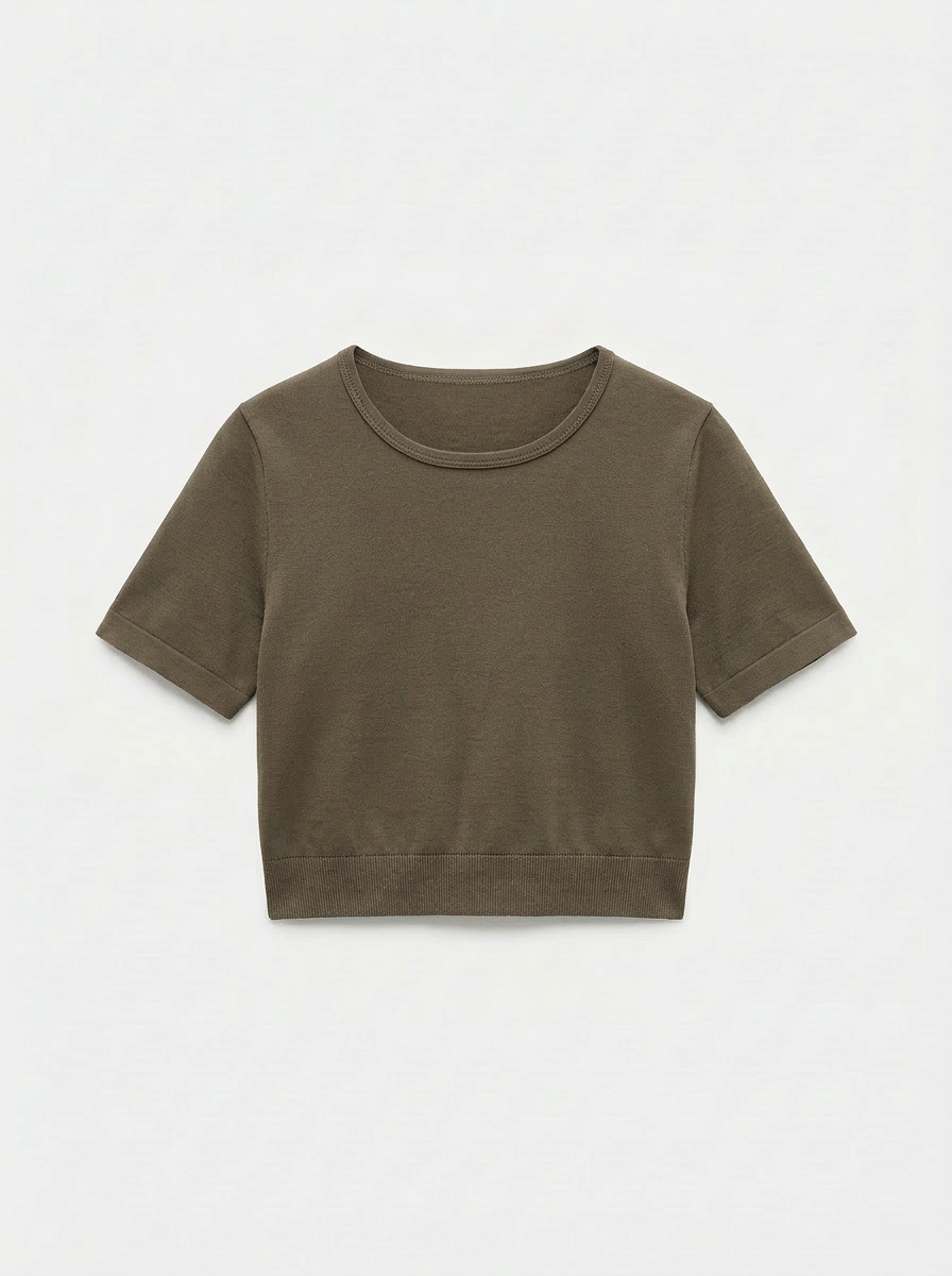 Crop Top Sportivo Military Olive Curvy per Taglie Forti | Leela Lab