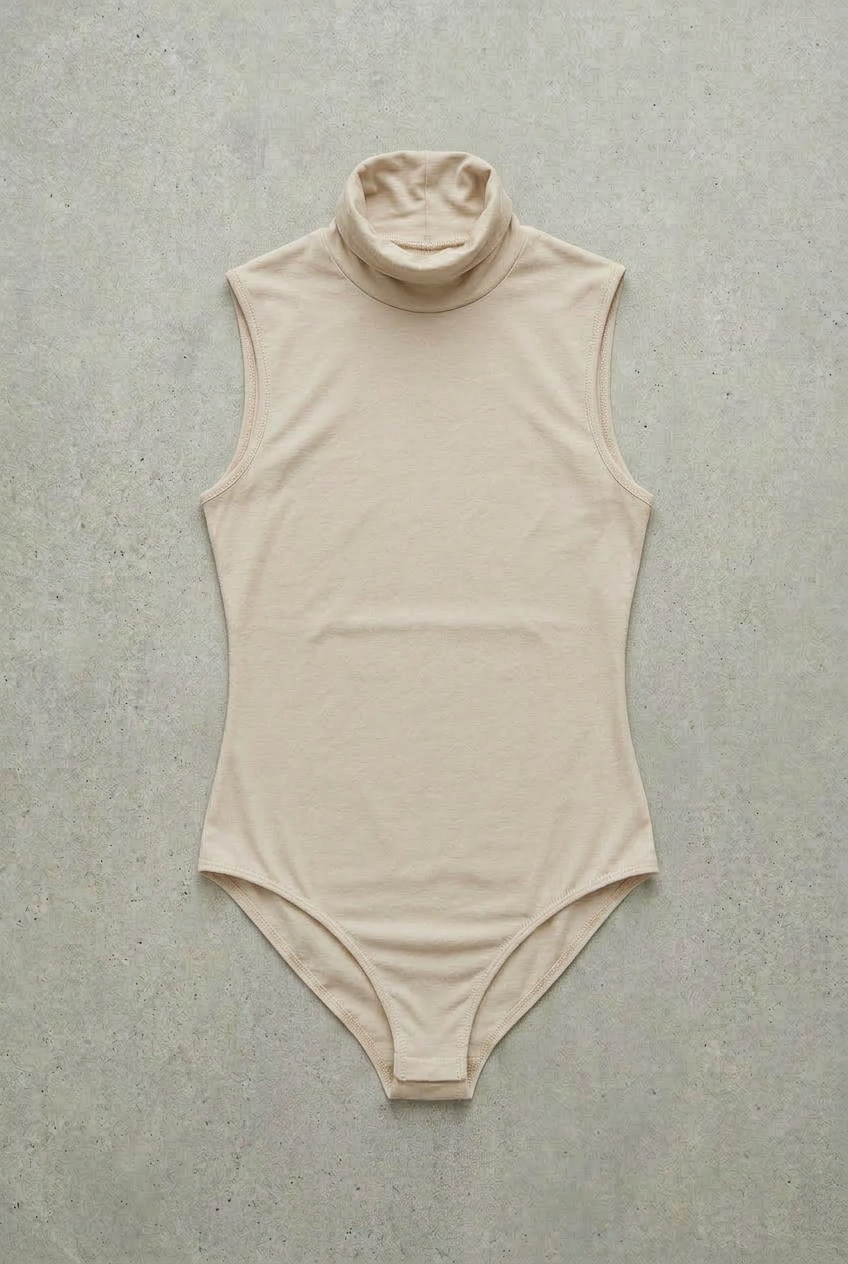 Body Dolcevita Senza Maniche Cipria Curvy per Taglie Forti | Leela Lab