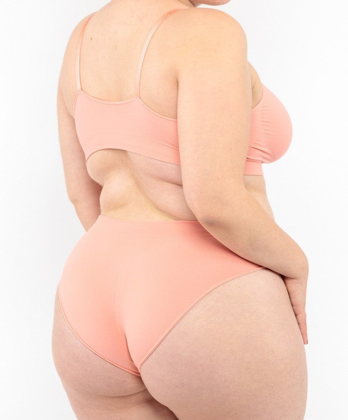 Bralette con Spallini Regolabili Corallo Curvy per Taglie Forti Plus Size Dietro | Leela Lab