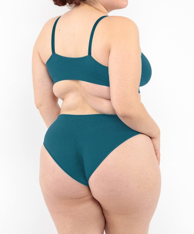 Bralette con Spallini Regolabili Verde Petrolio Curvy per Taglie Forti Plus Size Dietro | Leela Lab