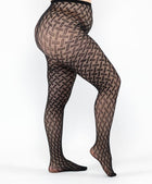 Collant a Rete Fantasia Intrecciata Nero Curvy per Taglie Forti | Leela Lab