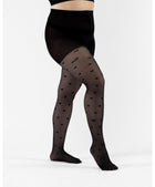 Collant Light con Cuori Leela 30 Den Nero Curvy per Taglie Forti | Leela Lab