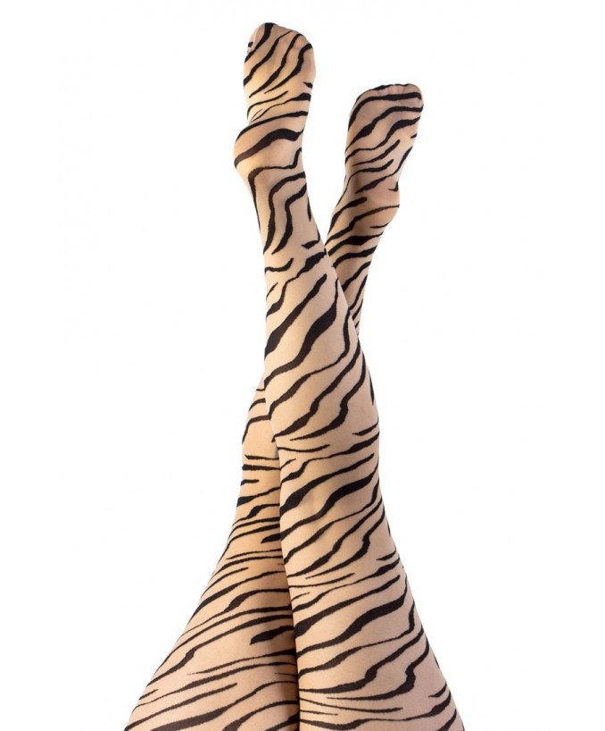 Dettaglio Collant Fantasia Zebrata Collant Light 30 Den Nude Curvy | Leela Lab