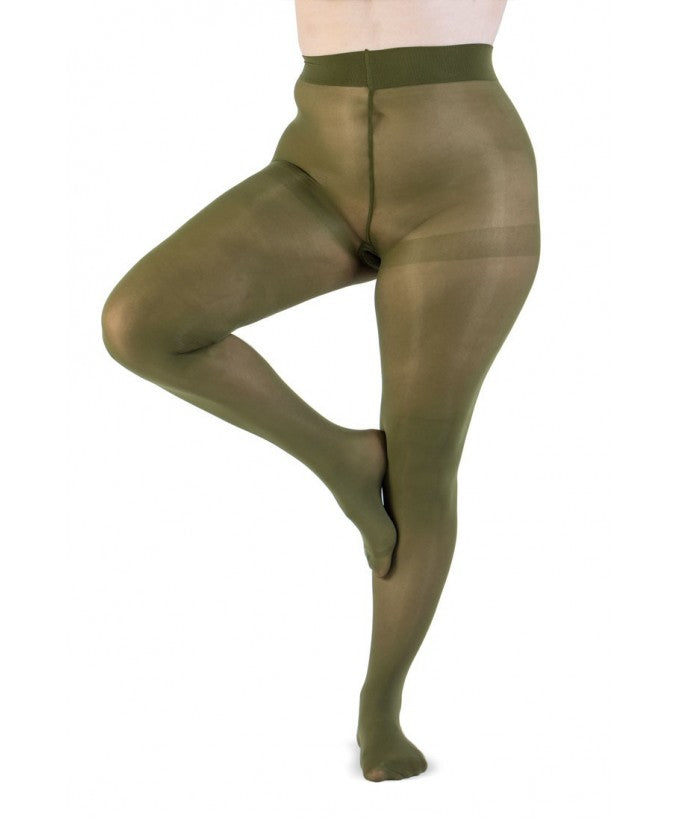 Collant Semimatte 50 Den Verde Militare Curvy per Taglie Forti Plus Size | Leela Lab