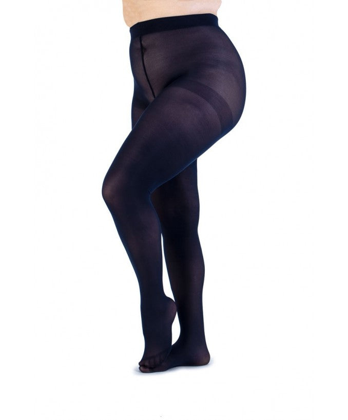 Dettaglio Collant Semimatte Recycled 50 Den Navy Curvy | Leela Lab
