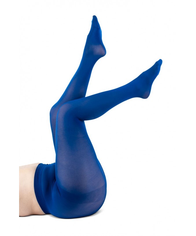 Dettaglio Collant Supermatte 90 Den Blu Curvy | Leela Lab