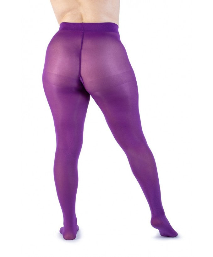 Dettaglio Collant Supermatte 90 Den Viola Curvy per Taglie Forti | Leela Lab
