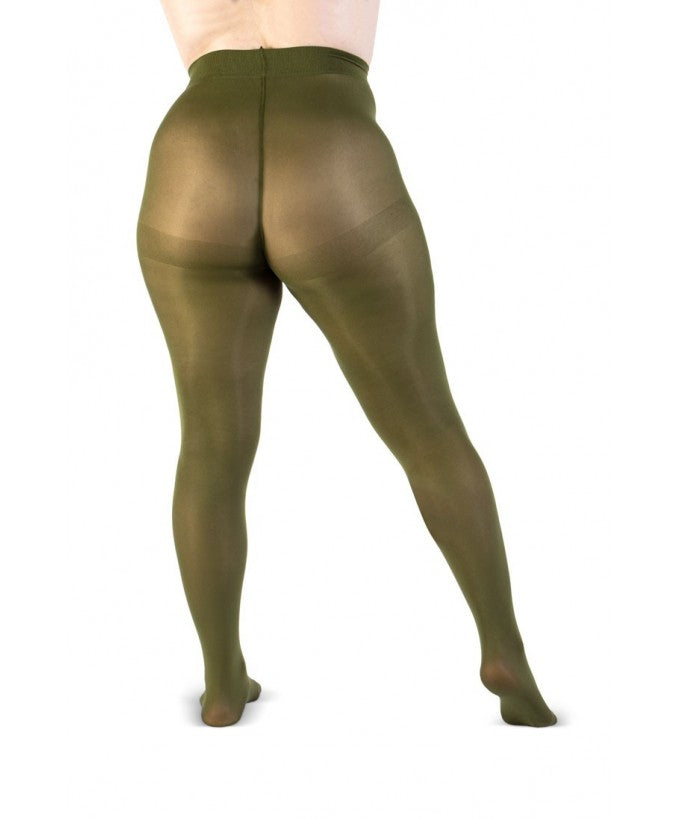Collant Supermatte 90 Den Curvy Verde Militare Plus Size | Leela Lab