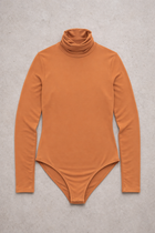 Body Manica Lunga Dolcevita Cammello Curvy per Taglie Forti | Leela Lab