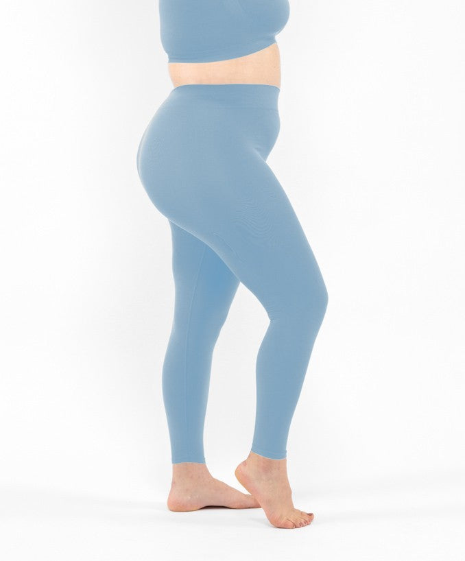 Leggings Blu Desaturato Curvy per Taglie Forti Plus Size | Leela Lab