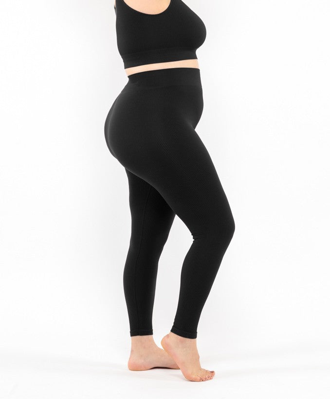 Leggings Costina Nero Curvy per Taglie Forti Plus Size | Leela Lab