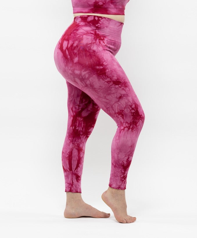 Leggings Sport con Tasca Cherry Tie Dye Curvy per Taglie Forti Plus Size | Leela Lab