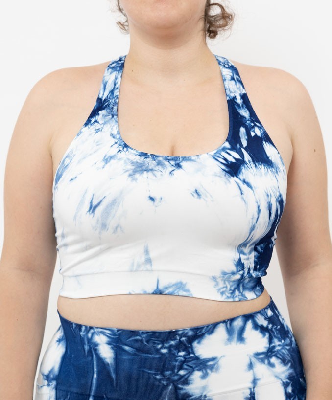 Sport Bralette Blue Tie Dye Curvy per Taglie Forti Plus Size | Leela Lab